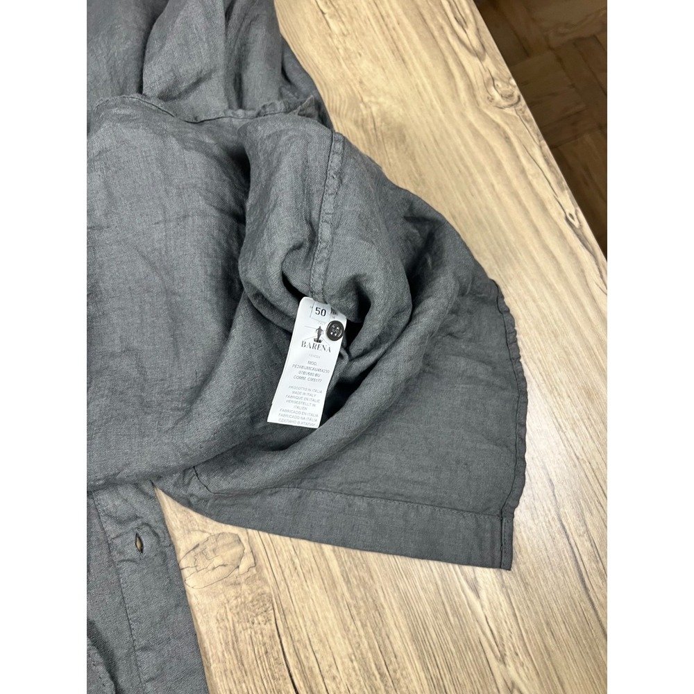 BARENA SURIAN LINEN SHIRT GRAY SIZE IT 50 US L RETAIL 335$ - Picture 6 of 6